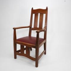 William Richard Lethaby W R Lethaby A Rare Arts Crafts Sculptured Oak Armchair with Shaped Arms - 4191471