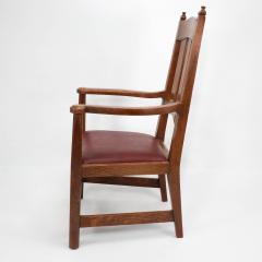 William Richard Lethaby W R Lethaby A Rare Arts Crafts Sculptured Oak Armchair with Shaped Arms - 4191473