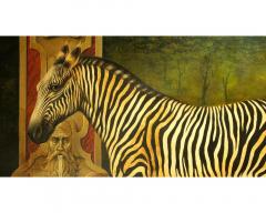 William Skilling William Skilling American British 1862 1964 Zebra Oil on Canvas Painting - 3371445