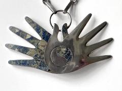 William Spratling Mexican Modern Silver Necklace with Large Hand Pendent William Spratling - 4179589