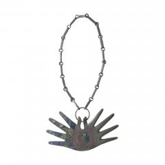 William Spratling Mexican Modern Silver Necklace with Large Hand Pendent William Spratling - 4185536