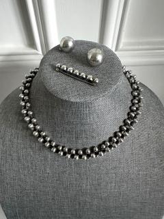 William Spratling Rare Mexican Modern Silver Jewelry Suite Caviar Model William Spratling - 4179582