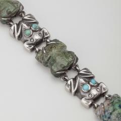 William Spratling William Spratling Frog Bracelet Silver Jade Turquoise - 3066247