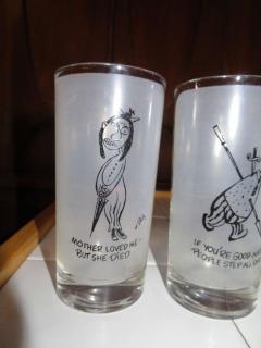 William Steig Eight Vintage Highball Glasses William Steig Artist Cartoonist New Yorker - 1659395