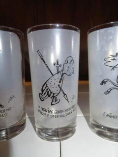 William Steig Eight Vintage Highball Glasses William Steig Artist Cartoonist New Yorker - 1659397