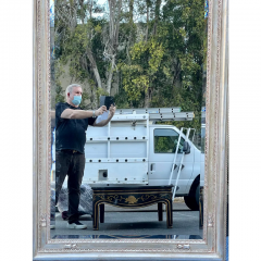 William Switzer 18th C Style Charles Pollock for William Switzer Silver Giltwood Mirror - 2687853