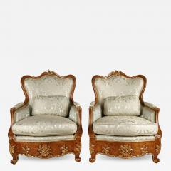 William Switzer 19th C Style Italian Charles Pollock for William Switzer Bergere Chairs a Pair - 2784521