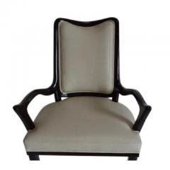 William Switzer Black Lacquer White Leather Modernist Designer Arm Chair by William Switzer - 1682992