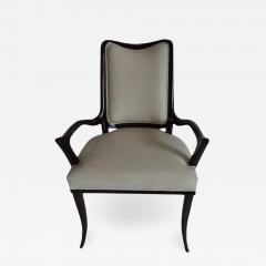 William Switzer Black Lacquer White Leather Modernist Designer Arm Chair by William Switzer - 1685139