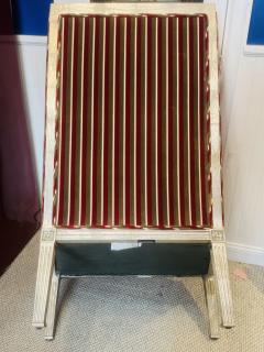 William Switzer OPULENT LARGE RED SILVER STRIPED VELVET SILVER LEAFED WOOD FRAME WING CHAIR - 4353277