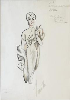 William Travilla Original Marilyn Monroe Costume Sketch by Travilla - 4614705