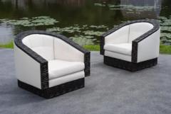 William Westenhaver Pair of William Westenhaver Witco Swiveling Lounge Chairs Cedar White Fabric - 3808218