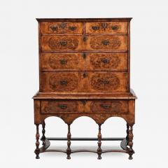 William and Mary 17th Century Walnut and Pollard Oak Chest on Stand - 3717170