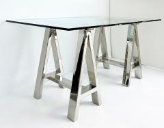 Williams Sonoma Williams Sonoma Home Mason Sawhorse Glass Top Table Writing Desk - 4663530