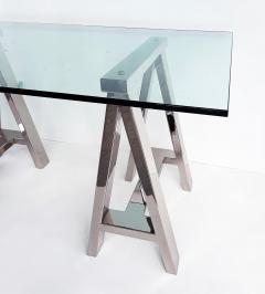 Williams Sonoma Williams Sonoma Home Mason Sawhorse Glass Top Table Writing Desk - 4663559