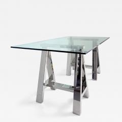 Williams Sonoma Williams Sonoma Home Mason Sawhorse Glass Top Table Writing Desk - 4679959
