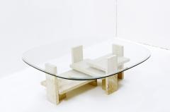 Willy Ballez Mid Century Modern Travertine Coffee Table by Willy Ballez - 2729143