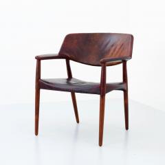 Willy Beck Armchair by Larsen and Madsen in Leather and Wood by W Beck Denmark 1950 - 3188288