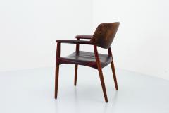 Willy Beck Armchair by Larsen and Madsen in Leather and Wood by W Beck Denmark 1950 - 3188357