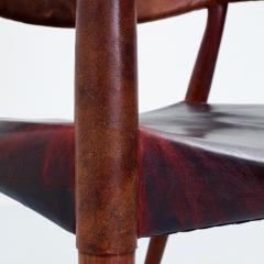 Willy Beck Armchair by Larsen and Madsen in Leather and Wood by W Beck Denmark 1950 - 3188371