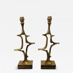 Willy Daro 1970s Pair of Sculptural bronze lamps by Willy Daro - 4716356