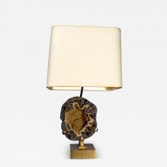 Willy Daro 1970s geode lamp with original shade by Willy Daro - 4319662