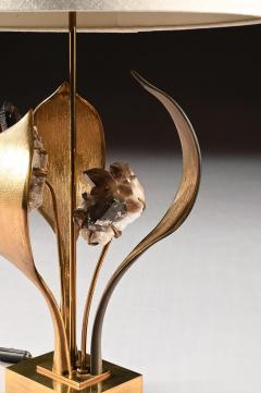 Willy Daro IMPRESSIVE 1970 GILT BRONZE AND QUARTZ LAMP BY WILLY DARO - 2010431