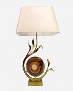 Willy Daro Lamp in brass and agate slice by Willy Daro Brussels Belgium circa 1970 - 3988643