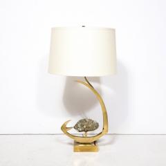 Willy Daro Mid Century Modern Sculptural Polished Brass Pyrite Table Lamp by Willy Daro - 3276227