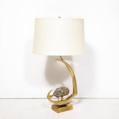 Willy Daro Mid Century Modern Sculptural Polished Brass Pyrite Table Lamp by Willy Daro - 3276232