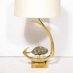 Willy Daro Mid Century Modern Sculptural Polished Brass Pyrite Table Lamp by Willy Daro - 3276235