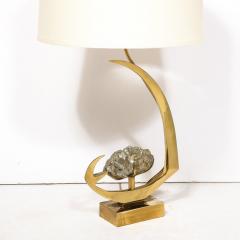 Willy Daro Mid Century Modern Sculptural Polished Brass Pyrite Table Lamp by Willy Daro - 3276237