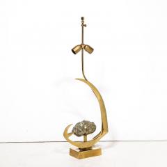 Willy Daro Mid Century Modern Sculptural Polished Brass Pyrite Table Lamp by Willy Daro - 3276274