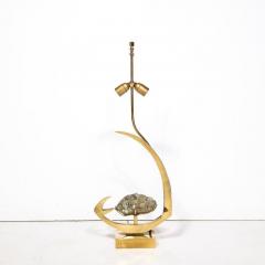 Willy Daro Mid Century Modern Sculptural Polished Brass Pyrite Table Lamp by Willy Daro - 3276280