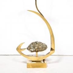 Willy Daro Mid Century Modern Sculptural Polished Brass Pyrite Table Lamp by Willy Daro - 3276287