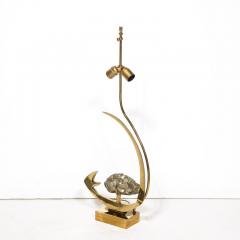 Willy Daro Mid Century Modern Sculptural Polished Brass Pyrite Table Lamp by Willy Daro - 3276304