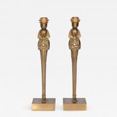Willy Daro Pair of Bronze Egyptian lamps by Willy Daro - 854981