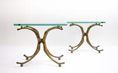 Willy Daro Pair of Mid Century Bronze Seahorse Side Tables by Willy Daro - 3252802