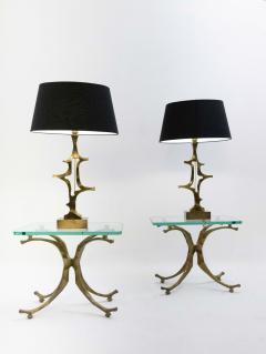 Willy Daro Pair of Mid Century Bronze Seahorse Side Tables by Willy Daro - 3252806