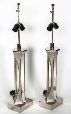 Willy Daro Pair of Table Lamps in silver bronze by Willy Daro - 2135525