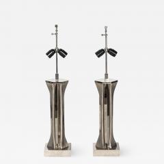 Willy Daro Pair of Table Lamps in silver bronze by Willy Daro - 2139074