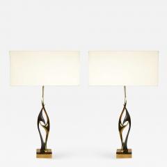 Willy Daro Pair of sculptural bronze lamps - 728343