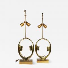 Willy Daro Pair of sculptural bronze lampsby Willy Daro - 1215635