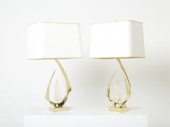 Willy Daro Pair of signed Willy Daro brass rock crystal table lamps 1970 - 2671575