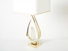 Willy Daro Pair of signed Willy Daro brass rock crystal table lamps 1970 - 2671579