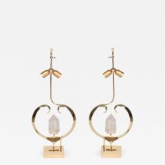 Willy Daro Pair of table lamps in bronze heart and cristal de roche by Willy Daro - 779950
