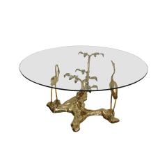 Willy Daro Willy Daro 1970s French Sculptural Brass and Glass Coffee Table - 2027413