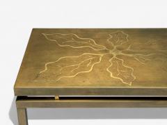 Willy Daro Willy Daro Engraved Brass Coffee Table Belgium 1970s - 4384760