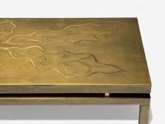 Willy Daro Willy Daro Engraved Brass Coffee Table Belgium 1970s - 4384762