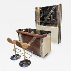 Willy Rizzo 1980s Italian Dry Bar in Chrome and Brass Attributed to Willy Rizzo - 2526612